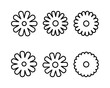 © Nataliia - Black flower outline vector set. Abstract floral design silhouette and shape. Minimalist botanical elements for decoration, logo. Chamomile, daisy simple icon set, linear.