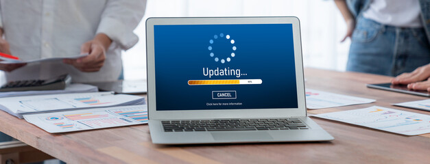 Wall Mural - Software update on computer for brisk version of device software upgrade