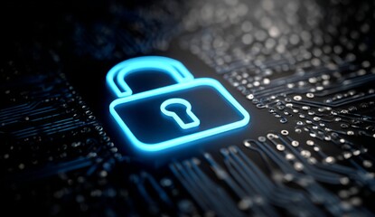 Padlock with binary code background, vector minimal digital security icon, isolated on white background for Data Privacy Day