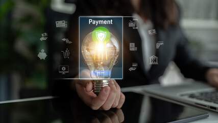 Wall Mural - Secure online payments ensure smooth e-commerce with safe transactions, digital payment systems, and financial data protection. Latch