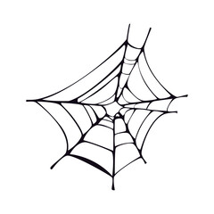 Cartoon Halloween spooky cobweb or spider web thread. Halloween tangled spider web net, autumn party scary spiderweb vector decor element. Horror holiday spooky cobweb thread or decoration