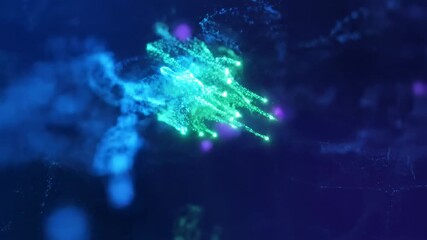 Wall Mural - Close-up of vibrant, glowing particle trails flowing gracefully in an abstract digital space, illustrating a futuristic energy effect network, future, beautiful