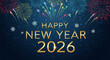 © Zulqarnain - Happy New Year 2026 Celebration with Vibrant Fireworks and Sparkling Snowflakes on Dark Blue Background for Festive Holiday Greetings
