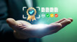 © Creative Horizon - Quality control expert holding virtual certificate of guarantee product and service standard assurance concept