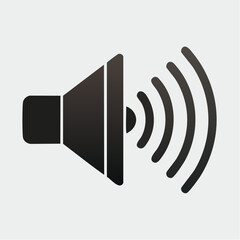 Simple speaker icon with radiating sound waves, depicting adjustable volume, audio output, and multimedia controls for web design and digital interfaces
