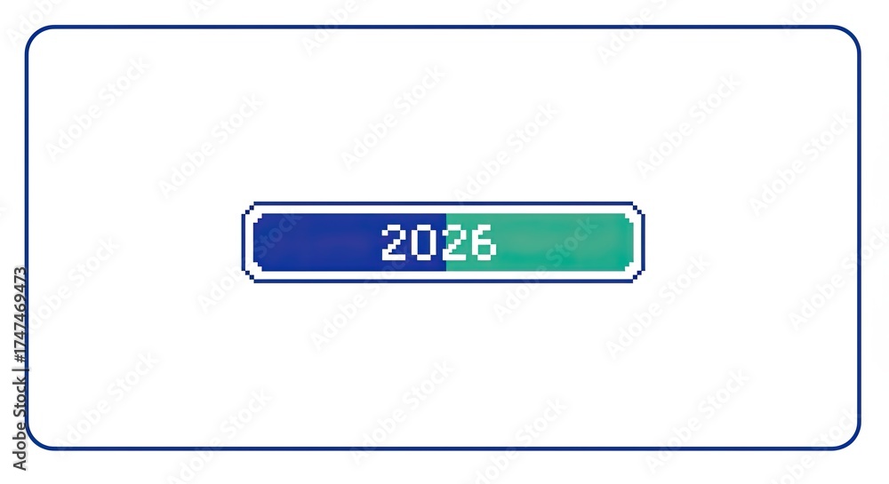 Progress bar displaying the year 2026 with a gradient fill. Stock ...
