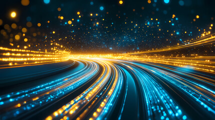 Wall Mural - Dynamic Data Flow in a Digital Tunnel