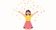 © Alika - Joyful Person Celebrating With Confetti Falling From Above in Vibrant Illustration