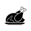 © Naima - Black silhouette of a roasted turkey on a platter with white outline