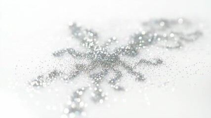 Wall Mural - Macro timelapse of a delicate glitter pattern slowly expanding and spreading across a pristine white surface development, transformation, art