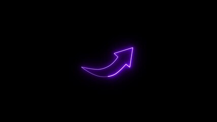 Wall Mural - Abstract arrow business graph icon animation. Arrow-shaped neon sign. Neon up right arrow icon animation on black background.
