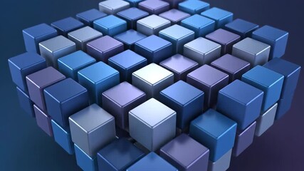 Wall Mural - Slow Rotation of Abstract 3D Cubes Seamlessly Looping Geometric Pattern tech, graphic, overlay