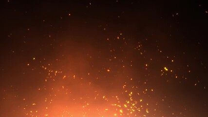 Wall Mural - Dark fire smoke with sparks loop slow motion animation background.