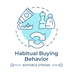 Wall Mural - Habitual buying behavior soft blue concept icon. Commerce, sales. Customer purchase. Round shape line illustration. Abstract idea. Graphic design. Easy to use in infographic, article