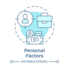 Wall Mural - Personal factors soft blue concept icon. Money management, expenses. Target audience. Round shape line illustration. Abstract idea. Graphic design. Easy to use in infographic, article