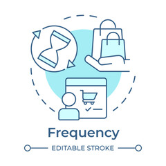 Wall Mural - Frequency soft blue concept icon. Online commerce, purchase. Customer shopping, market. Round shape line illustration. Abstract idea. Graphic design. Easy to use in infographic, article