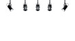 © hahi - Five black hanging spotlight lamps illuminate stage isolated on transparent background