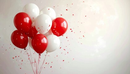 Wall Mural - A fun, festive illustration of red heart balloons flying in the air, perfect for a celebration or Valentine's Day party decoration