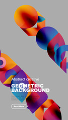 Wall Mural - Fluid shapes overlap, creating vibrant abstract composition. Colors blend, forming dynamic visual experience. Modern design element.