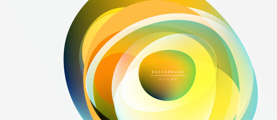 Wall Mural - Abstract concentric layers, vibrant colors blend. Modern design, smooth gradients create dynamic visual effect. Minimalist style, clean presentation.