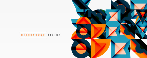 Poster - Abstract geometric shapes, vibrant colors, modern design. Minimalist composition with white space, suitable for backgrounds.