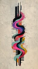 Wall Mural - Colorful Abstract Waves on Textured Background in Modern Style