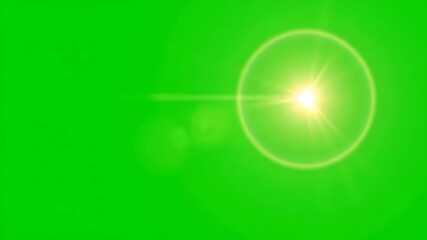 Wall Mural - Circular Lens Flare Moving Across Green Screen for Compositing abstract, professional, visuals