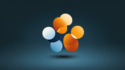 Wall Mural - Abstract Colorful Shapes with Soft Shadows in a Dark Background