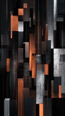 Wall Mural - Abstract Geometric Patterns with Black, Gray, and Orange Colors