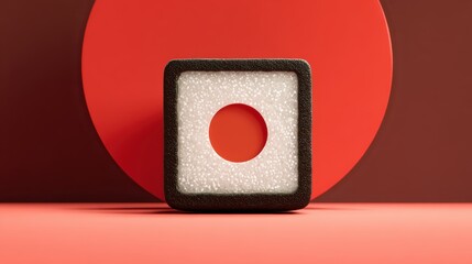 Wall Mural - Minimalist Geometric Shape with Textured Surface and Circular Cutout