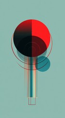 Wall Mural - Abstract Geometric Design with Red and Teal Circular Elements