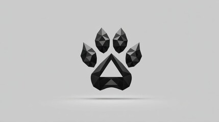 Wall Mural - Elegant Black Geometric Animal Paw Print on Minimalistic Background