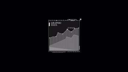 Wall Mural - Futuristic HUD Graph: Dynamic Data Visualization with White Lines on Black Background