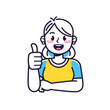 © Unique Images - Cheerful woman gives enthusiastic thumbs up for success, perfect for positive feedback, approval, and encouragement in various creative projects