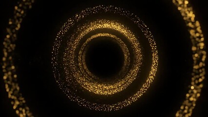 Wall Mural - Expanding Shimmering Gold Particle Energy Rings Seamlessly Looping Abstract Background energy, looping, dynamic