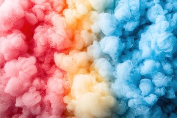 Wall Mural - Fluffy clouds of red, yellow and blue smoke, close-up