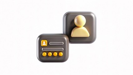 Illustration of user interface icons representing user profile and settings in a modern design.