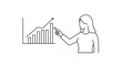 © Ferdous_Studio - Woman analyzing a growing graph with upward trend business illustration