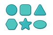 © Bundi - Six fundamental geometric shapes in turquoise color with smooth edges and subtle shadow