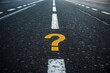 © ATIKUL ISLAM - Yellow Question Mark Painted on Asphalt Road, Future Uncertainty and Decision Making Concept