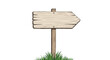 © Reginald - A weathered wooden directional signpost stands firmly planted in the green grass.