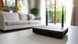 © Marko - Modem and router box on the table and living room background blur concept