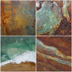  Rust and Ocean Textures: A captivating collection showcasing a diverse array of rust and oceanic textures, evoking both the raw, natural world and the enduring effects of time and environment.