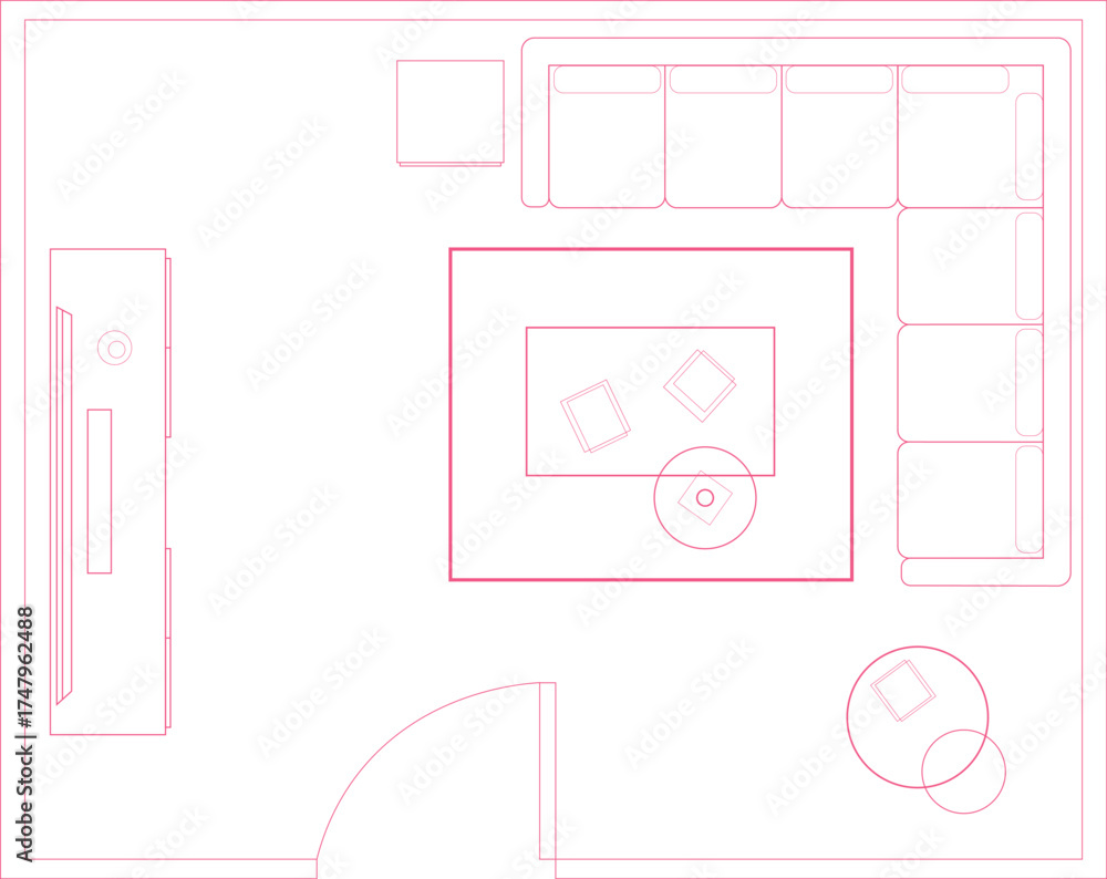 top view architectural floor plan rendering of a contemporary apartment ...