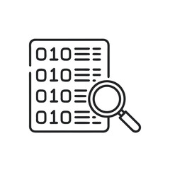 Binary code icon vector with magnifying glass
