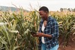 © Jelena - African american female farmer using digital tablet in corn field