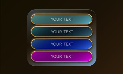 Wall Mural - Modern UI buttons with gold frames. A set of elegant colorful banners for web design.