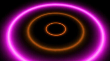 Wall Mural - Seamlessly looping video of vibrant magenta and orange light rings softly pulsating and expanding outwards in a mesmerizing radial pattern presentation, hypnotic, softly pulsating