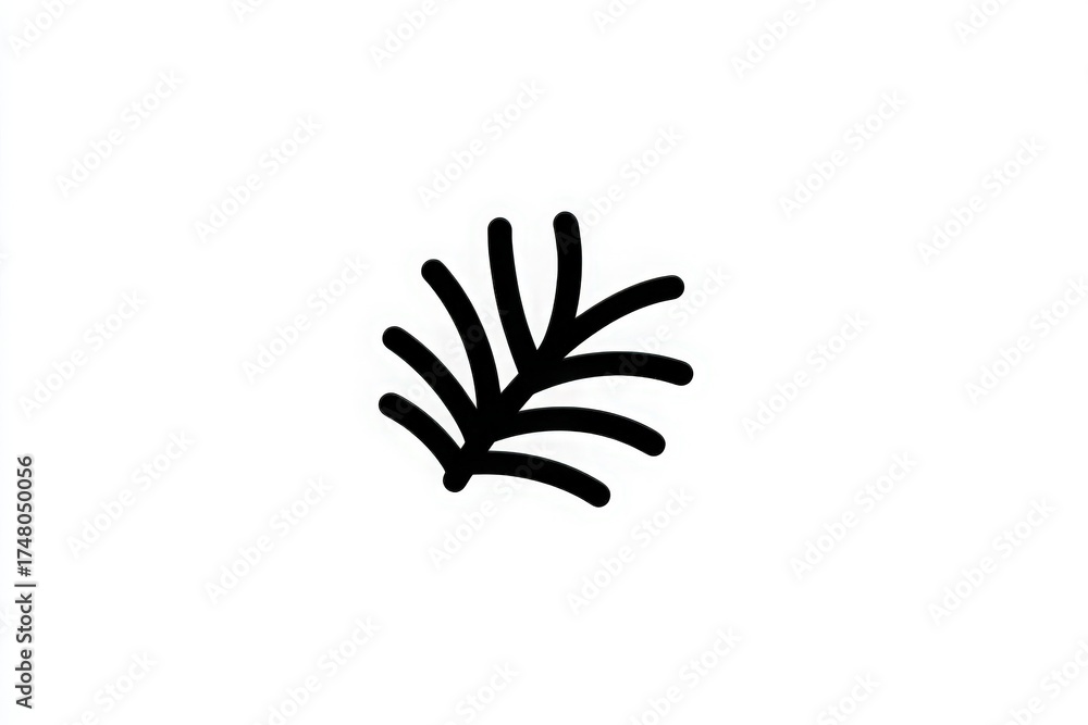 A black leaf design with smooth, curved lines stands out against a plain white background. This minimalistic style is ideal for various artistic and decorative applications.