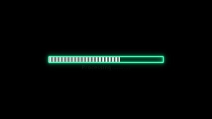 Loading Icon Animation. Loading bar downloading bar loading screen pixelated progress animation Loading Transfer Download 0-100% in black background.